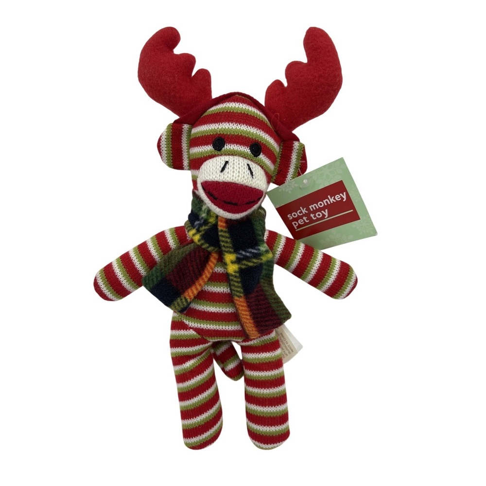 Sock Monkey 11"‎  Striped Plush Stuffed Animal with Scarf and Hat  New With Tag